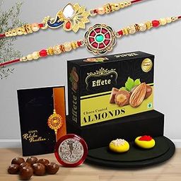 DeoDap Rakhi Brother Set Of 2 Combo & Chocolate Almonds 32Gm Pooja Coin & Greeting Card, Rakhi Chocolate, Rakhi Kids, Rakhi Set, Rakhi Combo, Rakhi Sweets (K2_414+415_Ca32)-image-19
