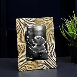BEHOMA Antique Golden Metal Photo Frame with Sunburst Design | Decorative Frames For Wall, Table, Living Room, Bedroom & Gifting | 4X6 Inches | Best Gift for Birthday, Anniversary, Valentine's day-image-4