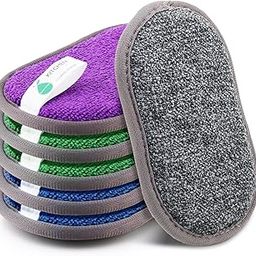 Multipurpose Sponges Kitchen,6 Pack Reusable Non-Scratch Scrub Sponge,Rough Scrubbers Side for Pots and Pans,Soft Microfiber Scrub Side for Washing Dishes-picture-13