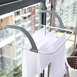 Folding Dryiong Rack for Clothes Balcony | Metal Clothes Drying Stand Laundry Hanger for Small Clothes Drying Hanger (Multicolor)-image-97