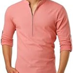 Men’s Pure Cotton Slim Fit Short Kurta with Zip Closure | Roll-Up Full Sleeves | Super Soft, Stylish & Comfortable Casual Wear-image-98