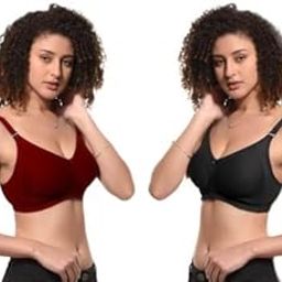 Women's Pure Cotton Non Padded Wirefree Full Coverage T-Shirt Bra Hook & Eye Closure for Everyday Wear Soft & Breathable Natural Fit Comfortable Bra Without Padding-image-34