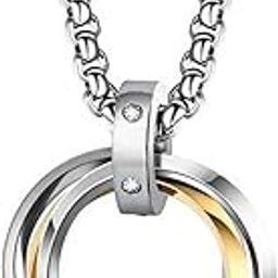 peora Silver Plated Fancy Entangled Rings Stylish Pendant with Chain Fashion Jewellery Gift for Men & Boys-picture-11