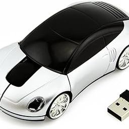 atdaraz Laptop Mouse, Wireless Mouse Mini Car Shape Professional Optical Positioning with USB Receiver for Laptop for Computers for Office(Silver)-image-81