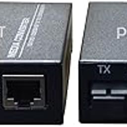 PARUHT 1-Pair |1+1| Fiber Optic Media Converter Gigabit Ethernet Network Adapter 10/100/1000 Base TX to 1000 Base-FX, Black FOMC-PR-19