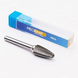 MECRAAF® Super Grade Carbide Rotary Burr Cutter|Single Cut| 6mm Shank (1/4") | Head Dia: 12.7mm|Die Grinder Bit| Tree shape with radius end|for Metal Wood Carving Engraving Polishing Drilling (TB 3)-18