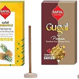 SAFAL Dhoop Sticks for Pooja | 240 Premium Dhoop Sticks | dhoopbatti | Pack of 2 (2x120 Sticks) | Long-Lasting Aroma | Charcoal Free Incense Sticks | 2x120 Sticks | (Pineapple, GUGAL)-image-58