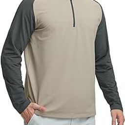 Quarter Zip Pullover Men Moisture Wicking Micro Fleece Performance Raglan Collarless Golf Sweatshirts for Men-image-4