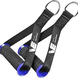 iVee international Gym Handles- with Solid ABS Cores and Welded D-Rings, Strong Nylon Webbing,Resistance Band Handles, Cables Handles Compatible with Cable Machines [1Pair] (Blue)-0