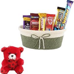 SFU E Com Exotic Chocolate Gift Hamper | Valentine Teddy Bear With Chocolate Combo | Valentine Chocolate Hamper | 324-95