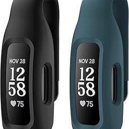 EEweca 2-Pack Clip Case Accessory for Fitbit Inspire 3/Inspire 2, Black+Steel Blue-image-91