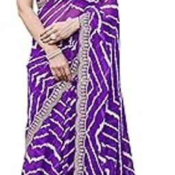 Women's Soft Georgette Leheriya Printed Saree With Embroider Lace Border-21