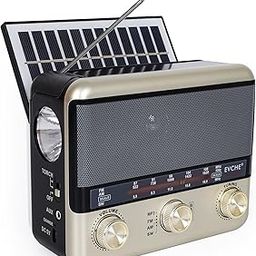Retro Portable Radio AM FM SW Shortwave Radio with Bluetooth Speaker,Battery Operated or AC,Solar,SUB Charging, TF Card,USB Playing Flashlight-1