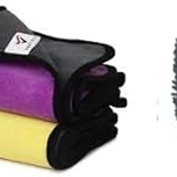 Amonest Microfibre Cleaning Set, Pack of 3, Car & Home Cleaning Gloves and Cloths, 600 GSM, Grey and Multi-Colour-picture-19