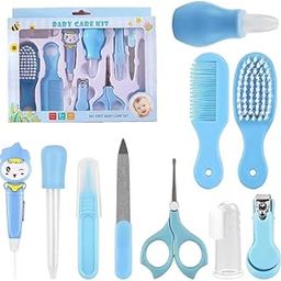 Aarnik Collections Baby Care Kit – 10-in-1 Newborn Grooming & Health Set for Infants – Baby Nail Clippers, Hair Brush, Comb, Nasal Aspirator & More – BPA-Free, Safe for 0+ Months (Blue)-image-50