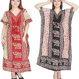 Pack of 2 Long Kaftan V Neck Kimono Nightgown Loose Bohemian Cardigan Maxi Summer Swimsuit Cover up Beach Dress For Women (Free Size)-picture-41