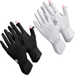 NALACAL 2 Packs Women UV Sun Protection Gloves Full Finger Touchscreen Non Slip Gloves Breathable Summer Outdoor Gloves for Women wiht Best Certain Stretch 9x3.5Inches, M-image-39