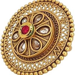 Rajwadi Look Gold Plated Adjustable Finger Ring for Women & Girls(FR282930)-image-3