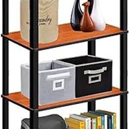 Future Generation v Group Turn-N-Tube Book Shelf/Multipurpose Shelf/Display Rack/Storage Shelf/Bookshelf, Engineered Wood Shelf Rack (Colour - Teakwood) (4-Floor)-5