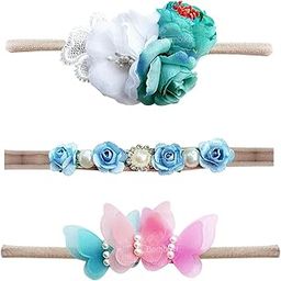 BEMBIKA’s Baby Headband The Ultimate Hairband For Baby Girl Kids’ Elastic Headbands Girls Head Band and Hair Accessories- Blue Floral Set of 3-image-27