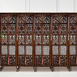 THEHEARTWILL® Wooden partition for Pooja Room/separators for Living Room/Wall partition/Room partition/Wooden partition for Living Room/Divider for Kitchen, Hall. (5 Panels with Stands Leaf Design)-image-65