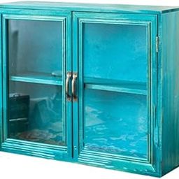 ATORSE Wooden Storage Cabinet Showcase Holder Organizer for Dresser Bedroom Kitchen Blue-image-26