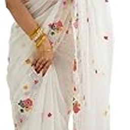 Women's Georgette Embroidered Saree With Unstitched Blouse (KESARI10805_KR_Parent)-image-73