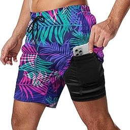 Men's Quick-Dry Swimming Trunks 7 Inch with Compression Liner 2 in 1 Beach Swim Board Shorts with Pockets-image-33