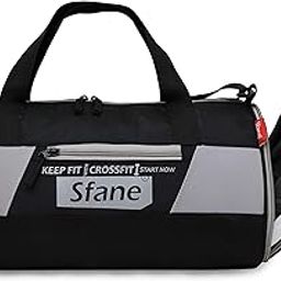 Sfane Men & Women 9.84 inches Gray & Black Leather Gym Bag/Duffle Bag/Sports Bag/Shoulder Bag/Sports Bags/Gym Bags for Men & Women with Shoe Compartment-image-25