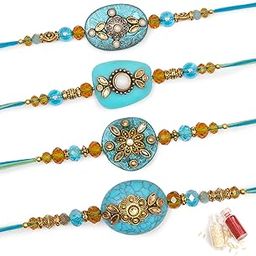 To The Nines Rakhi for Brother with Tilak Material & Greeting Card - Pack of 4 Rakhi-3