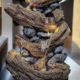 Water Fountain Outdoor Big Size Garden Decorative Cascading Rock Water Fountain, 96 cm Height with LED Lights Water Pump for Home Decoration, Resin Fiberglass-image-84