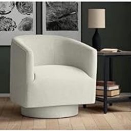 City Wood Palace Elegant 360° Swivel Upholstered Armchair with Luxe Comfort and Stylish Design (Beige)-image-34