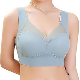 Women Nylon Spandex Seamless Mesh Lace Bras for Women Wirefree Comfortable Padded Lift Push Up Thin Soft Sexy Back Smoothing Bra Pullover Bras. Size: L-3XL-image-16