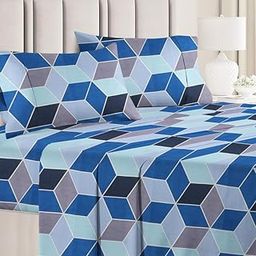 Homedy Glace Cotton Flat Double Bedsheets with 2 Pillow Covers | Double Bed Breathable | Wrinklefree | Summer | Soft 200tc Supersoft | 90 x 90 inches, Light Blue-15