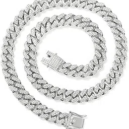vien Mc Stan Style Cuban Link Chain for Men,Women Chain Miami Necklace Iced Out Cubic Zirconia Sterling Silver Plated Stainless Steel Chain-picture-30
