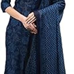 Women's Blue Kurta Palazoo and Dupatta Set-image-3
