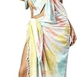 Women's Premium Beachwear Tie-Dye Orange Sarong With Top | Swimwear Tie-Dye Sarong Cover up | Tie-Dye Co-ord Set for Women | (Free Size-Fits from S to XXL)-40
