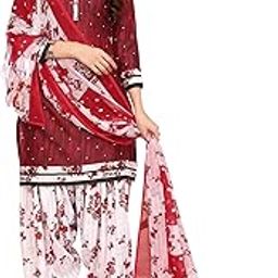 Women's Printed Dress Material - Unstitched Crepe Fabric Kurti, Pants & Dupatta Set-image-39