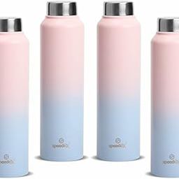 Speedex Stainless Steel Water Bottle 1 Ltr For Kids, Boys, Girls, 1 Litre Bottles for Gym, Sports, Fridge Use, School & Office (Steel Cap - Set of 4, Pink Blue)-image-63