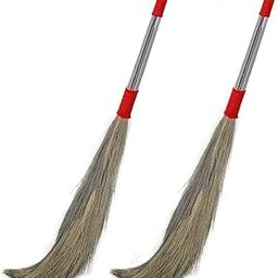 Magic Providers 350 Gram Natural Grass Broom Stick for Home Cleaning|Phool Jhadu with 50 cm Long Handle|Housekeeping & Cleaning Supplies Product for House & Office - Random Color - Pack of 1, marble-14