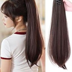 24-Inch Natural Looking Brown Ponytail Hair Extensions for Women & Girls – Full Head Long Hair Extension in Natural Brown Color for Styling, Fashion & Daily Use-11