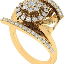 Gold Plated Pure 925 Sterling Silver Floral Ring | Diamond Ring for Women and Girls | Model RSY00367-image-54