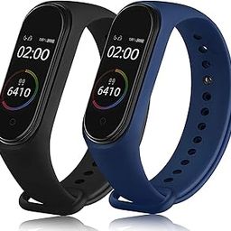 Sounce Premium Silicone Adjustable Watch Band Waterproof, Durable, Comfortable, Sporty Strap Replacement Lightweight for Xiaomi Mi Band 5/ Mi Band 6 (Not Compatible For Mi Band 1/2/3/4)-(Black & Blue)-24