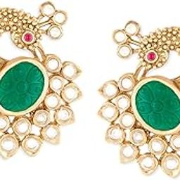 Green Pink Stones Embellished Peacock Inspired Studs Earring For Women-ZPFK18905-image-28