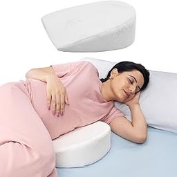 Frido Maternity Wedge Pillow | Memory Foam Pregnancy & Postpartum Support for Side Sleeping | Multi-Use Belly, Back, Leg Support for Pressure Relief | Cooling Bamboo Cover (Off White)-image-2