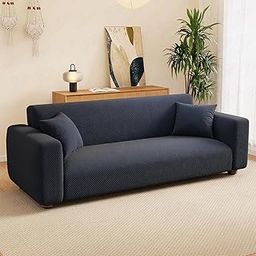 Lukzer 4 Seater Pastel Marine Blue Curved Diamond Pattern Sofa Cover | 240 GSM Universal Stretch Fit Jacquard Fabric Couch Protector | Fully Covered Anti Slip & Washable Sofa Cover 230-300cm/SC-152-04-image-15