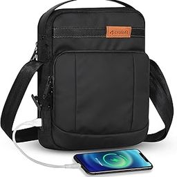 Sling Bag for Men and Women, Small Side Bag with USB Port, Crossbody Passport Travel Bag for Daily Office Use (S8, Black, Premium Polyester)-image-3