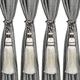 Curtain Tie-Back Polyester Tassel Set of 6 (Brown)-image-2