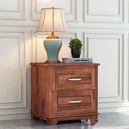 Wooden Bedside Table for Bedroom | Bed Side Table | Nightstand with 2 Drawers Storage | Sheesham Solid Wood | Brown-picture-14