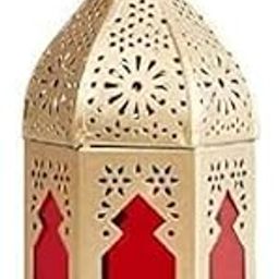 Garden Of Arts Mini Moroccan Lantern Glass Hanging Lamp | Home Decor | Gold Plating Finish Moroccan Lantern(Red) 17 * 9 Cms Set of 1 Without Wax-image-18